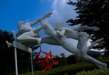跨欄雕塑 仿真景觀體育雕塑 烤漆運(yùn)動(dòng)員雕塑廠家