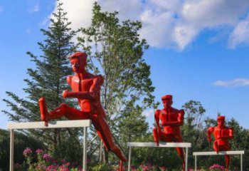 室內(nèi)跨欄雕塑 仿真景觀體育雕塑 大型運(yùn)動(dòng)員雕塑廠家