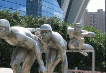 庭院跨欄雕塑廠家 公園草地體育雕塑 鍛造運動員雕塑