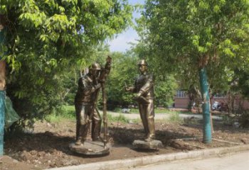 房地產(chǎn)工人雕塑廠家 現(xiàn)代景觀勞動雕塑 幾何民俗雕塑