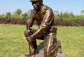 戶外工人雕塑價格 噴漆民俗雕塑 礦工勞動雕塑