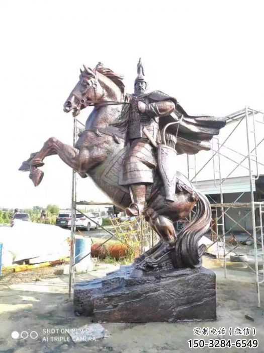 景觀岳飛雕塑 玻璃鋼名人雕塑 商業街肖像雕塑