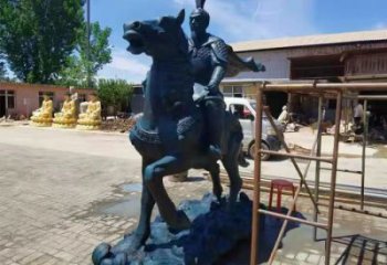 彩繪岳飛雕塑廠家 玻璃鋼名人雕塑 街頭肖像雕塑