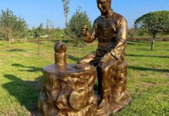 彩繪茶道雕塑 玻璃鋼制茶雕塑 街頭民俗雕塑