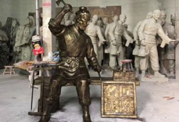魯班雕塑 大型手藝人雕塑 玻璃鋼木匠雕塑