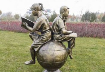 仿古看書雕塑廠家 彩繪人物雕塑 現(xiàn)代學(xué)生雕塑