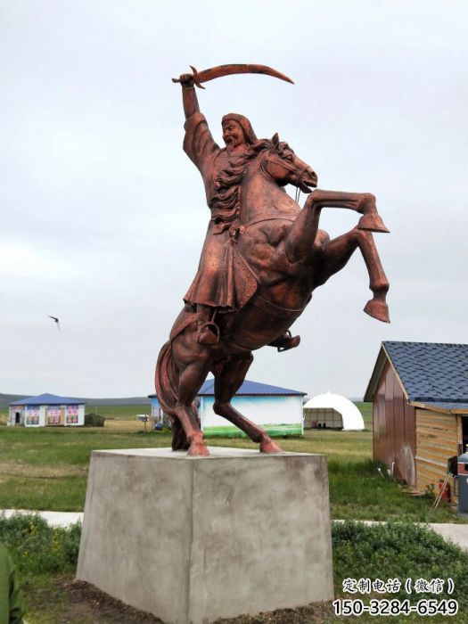 彩繪皇帝雕塑 玻璃鋼古代雕塑 街頭雕塑