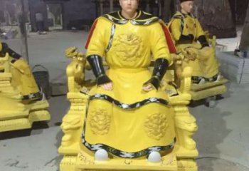 烤漆皇帝雕塑 玻璃鋼古代雕塑 室內雕塑