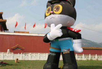 制作創意黑貓警長雕塑 彩繪卡通雕塑 公園雕塑