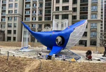 鯨魚雕塑廠家，烤漆彩繪工藝，廣場景觀擺件