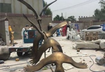 古銅色大雁雕塑廠家 大型城市雕塑 商業街擺件