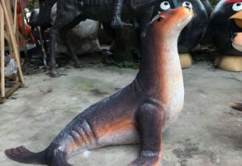 幾何海豹雕塑廠家 庭院仿真雕塑 彩繪擺件