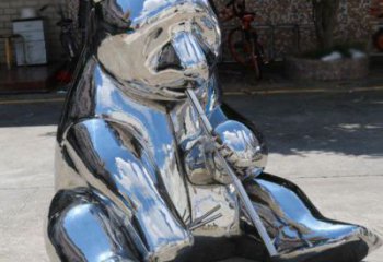 鏡面狗熊雕塑，仿真動物雕塑，抽象效果