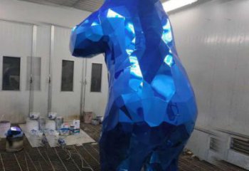 小區(qū)狗熊雕塑，幾何動物雕塑，抽象效果