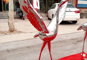 店門口白鶴雕塑廠家 創(chuàng)意景觀雕塑 仿真擺件