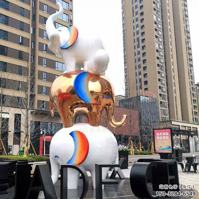 金屬大象雕塑承接，陸地擺件，廣場卡通大象雕塑制造商