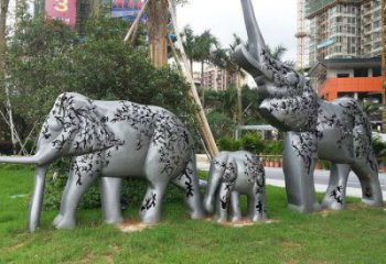 大象雕塑精品，白鋼構件，別墅卡通大象雕塑供求