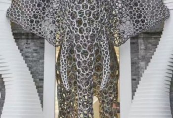 大象頭雕塑預定，城區小品，鏤空大象雕塑制造商