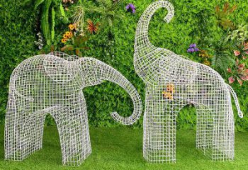大象雕塑工程制作，城市雕塑，景觀鏤空大象雕塑生產