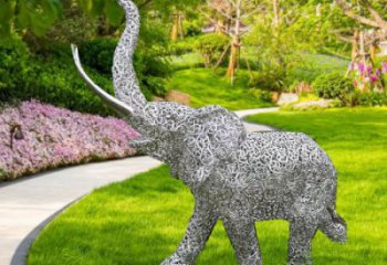 主題大象雕塑制作，美陳概念，鐵藝鏤空大象雕塑
