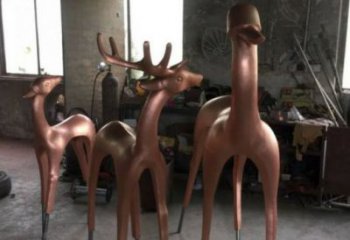 小鹿景觀雕塑常用，酒店擺件，彩色抽象銅鹿雕塑觀賞型