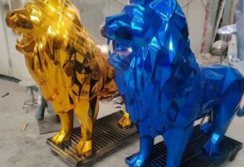 景觀獅子雕塑供應，花園小品，酒店不銹鋼獅子雕塑展品