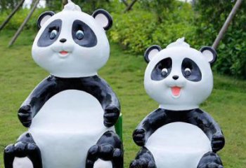 熊貓坐凳雕塑，公園景觀雕塑，彩繪工藝擺件