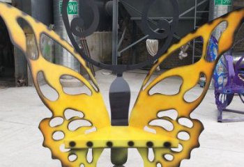 蝴蝶坐凳雕塑，公園小品雕塑，不銹鋼烤漆雕塑