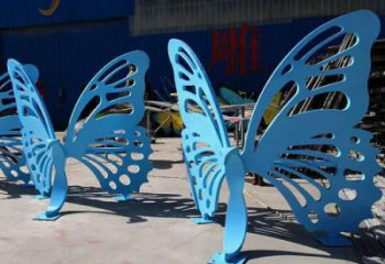 現代藝術美陳蝴蝶坐凳雕塑，鏤空工藝制作