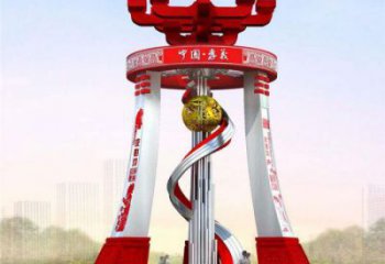 城市精神堡壘雕塑，地標文明建筑不銹鋼雕塑