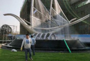 烏當帆船噴泉雕塑，水景水秀組合，旱地帆船噴泉雕塑廠家