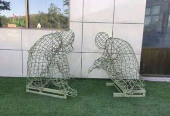 保定鏤空下棋雕塑供需，廣場雕塑，鐵藝民俗人物雕塑選用