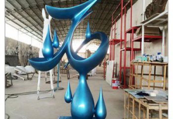 十堰水滴雕塑，烤漆工藝，群雕不銹鋼水滴雕塑
