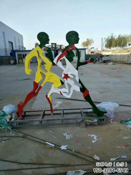 煙臺賽跑雕塑，鏤空工藝制作，不銹鋼烤漆體育人物雕塑