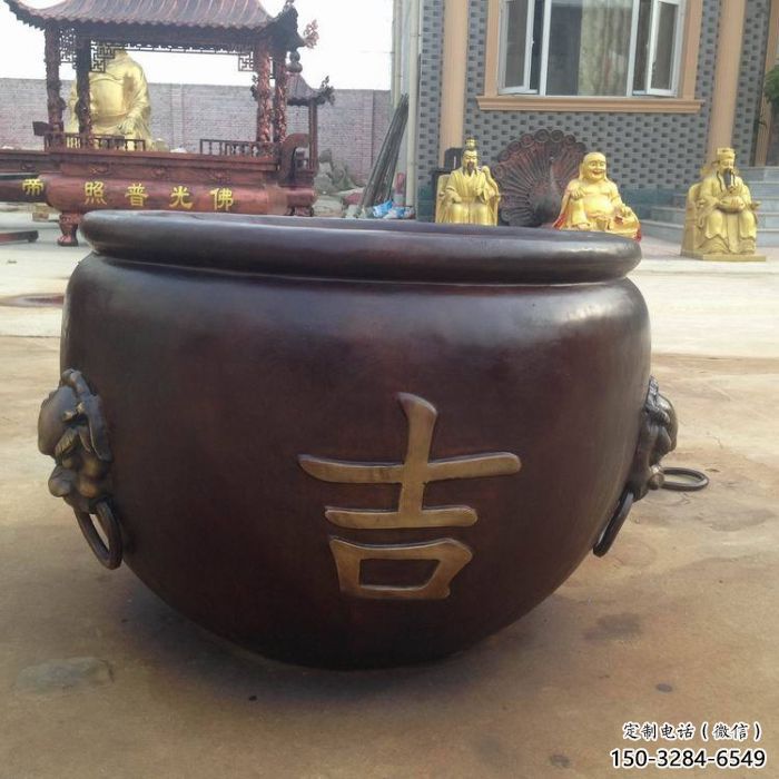 德州吉字銅缸雕塑-青銅鑄造