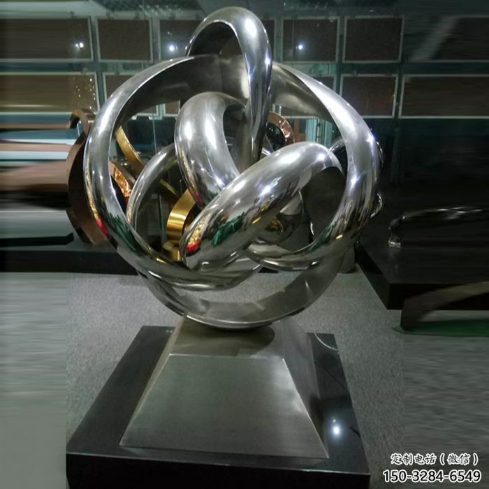 安康地產雙環雕塑定做，城區小品，景觀不銹鋼雙環雕塑定價