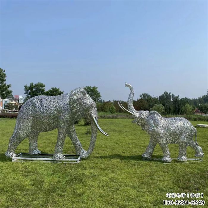 林周鏤空大象雕塑制造商，動物擺件，透雕大象雕塑定制