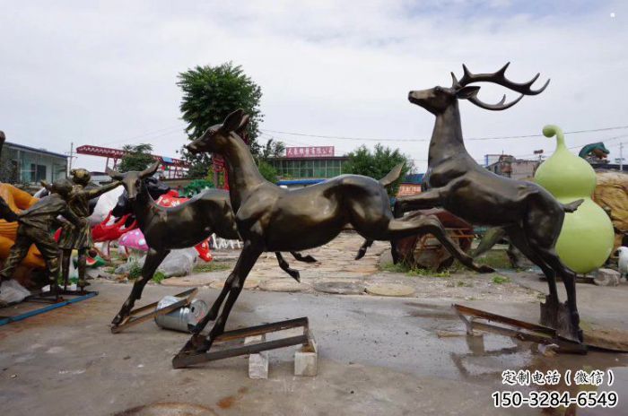 博爾塔拉戶外小鹿批發，動物雕塑，梅花鹿銅雕塑供求