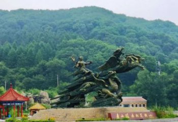 大武口夸父逐日雕塑，鑄銅神話人物雕塑