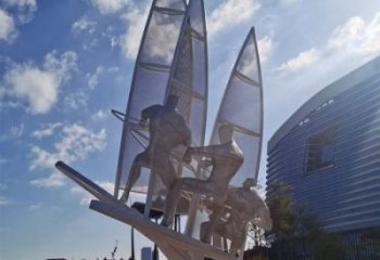 街道帆船雕塑，鍛造景觀雕塑，古銅效果