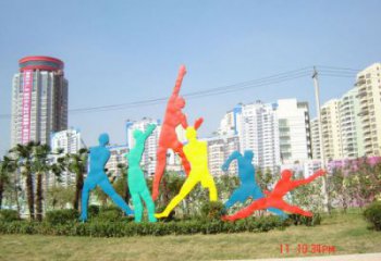 青島投籃雕塑，剪影工藝制作，不銹鋼體育人物雕塑