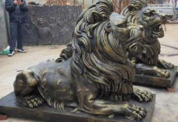 商洛大型趴獅雕塑，仿銅動物雕塑，玻璃鋼獅子雕塑制作