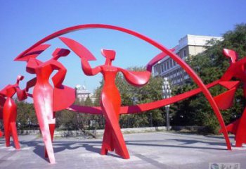 樂(lè)山扭秧歌雕塑，民俗舞蹈雕塑，不銹鋼抽象音樂(lè)人雕塑