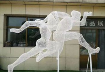 廣安鏤空跨欄雕塑制造商，透雕雕塑，鐵藝體育人物雕塑供給