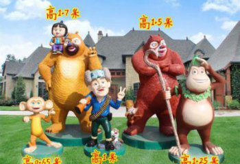 區(qū)廣場(chǎng)維尼熊雕塑，卡通水景雕塑，抽象效果