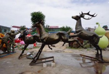 臨滄戶外小鹿批發，動物雕塑，梅花鹿銅雕塑供求