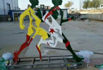 余杭賽跑雕塑，鏤空工藝制作，不銹鋼烤漆體育人物雕塑