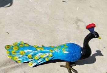 雙橋彩繪孔雀雕塑制作選用，景區(qū)案例，動物美陳雕塑