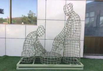 大渡口鏤空洗腳雕塑制作，園林裝飾，鐵藝孝道人物雕塑